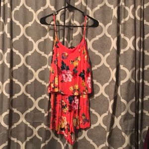 floral and peach romper